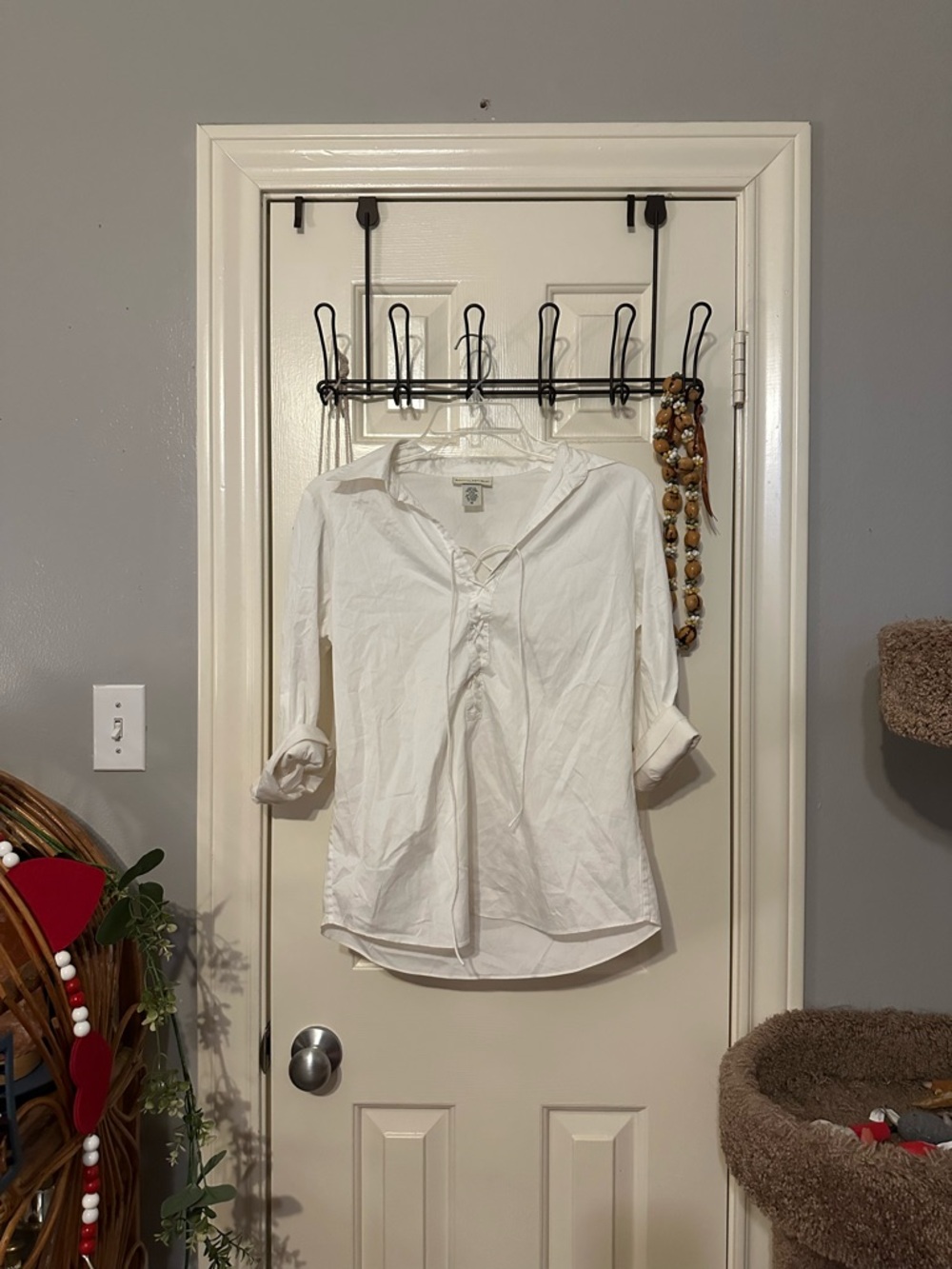 Banana Republic White Lace-Up Shirt